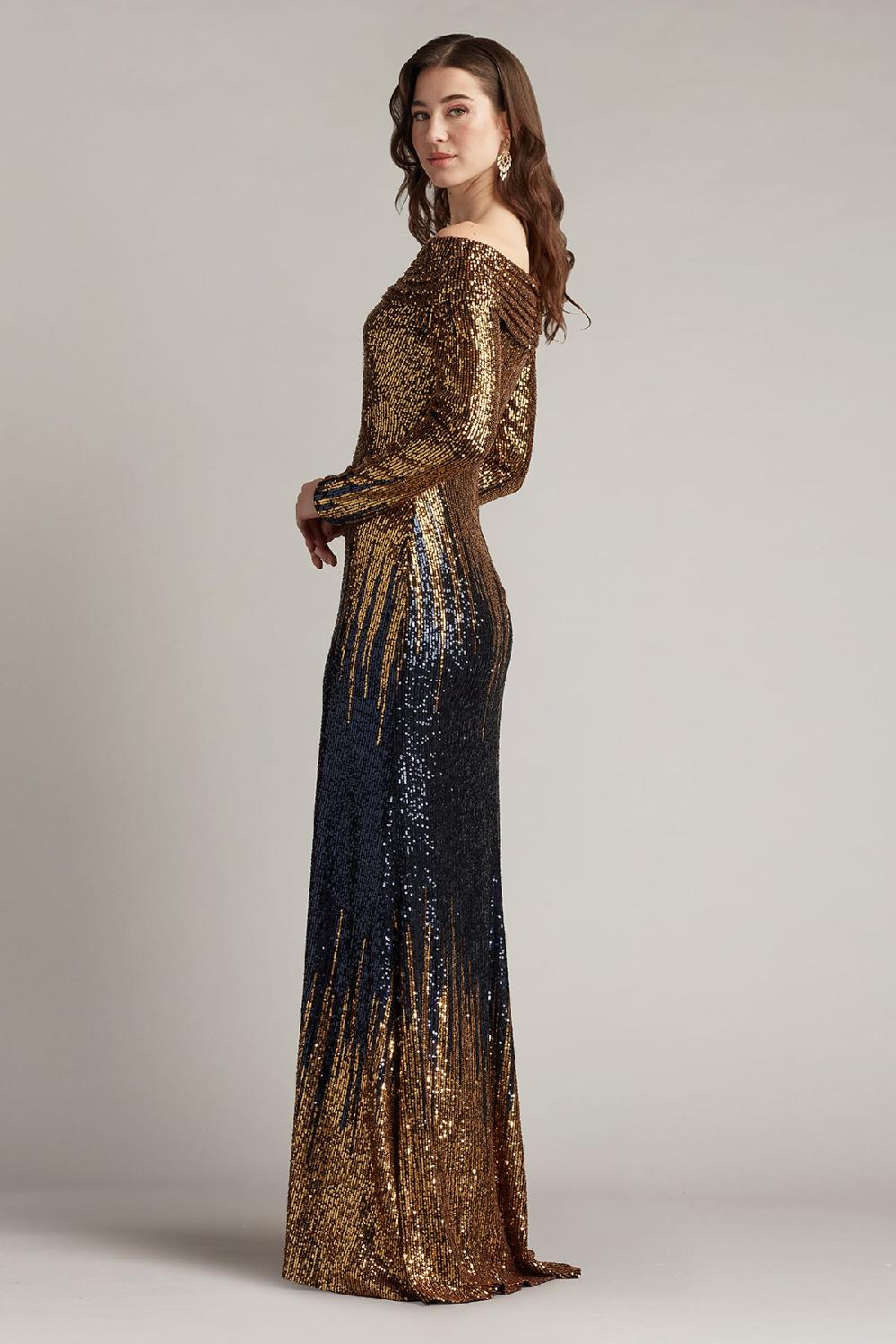 Tadashi Shoji Vionne Off-Shoulder Sequin Gown