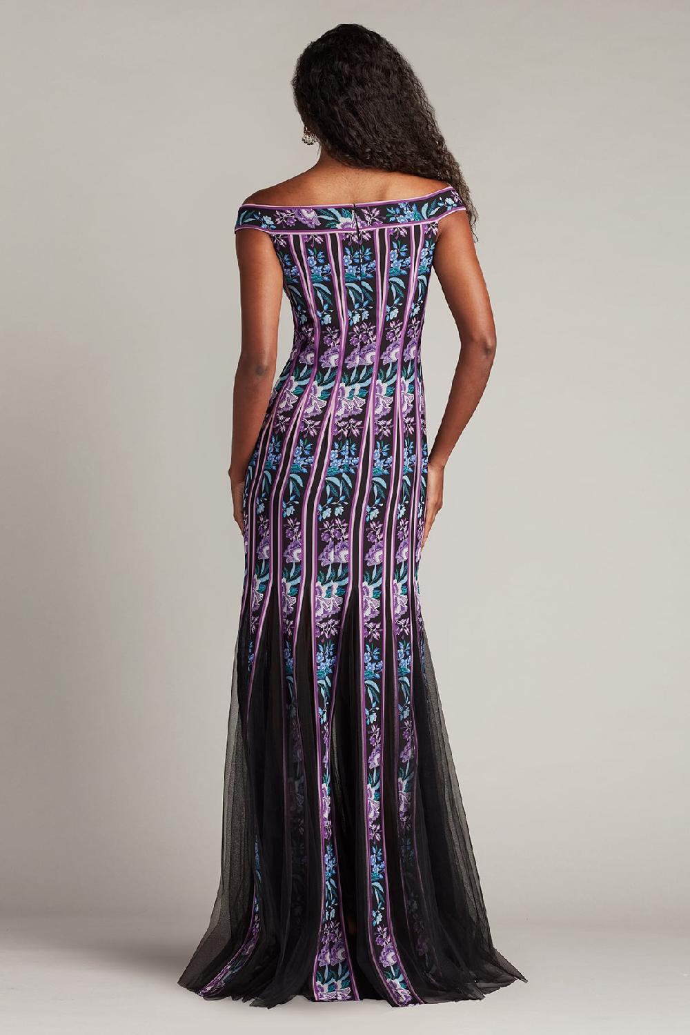 Tadashi Shoji Weston Floral Ribbon And Tulle Gown