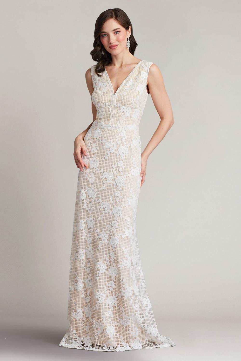 tadashi shoji Windsor Sleeveless V-Neck Lace Gown