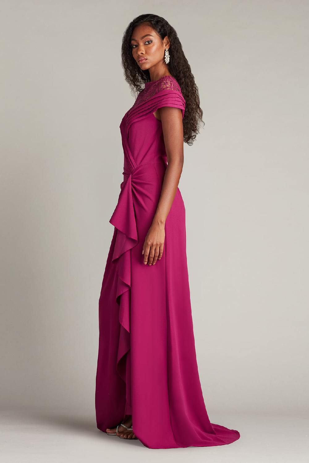 Tadashi Shoji Yura Waterfall Flounce Gown