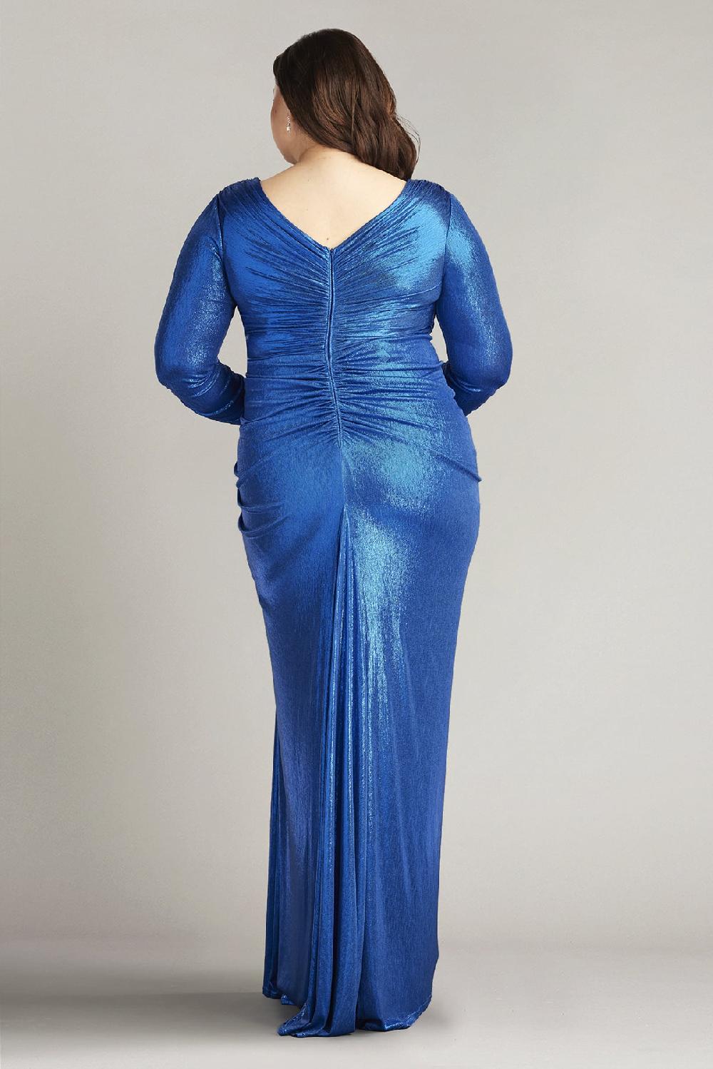 Tadashi Shoji Voll Draped Metallic Jersey Gown - PLUS SIZE