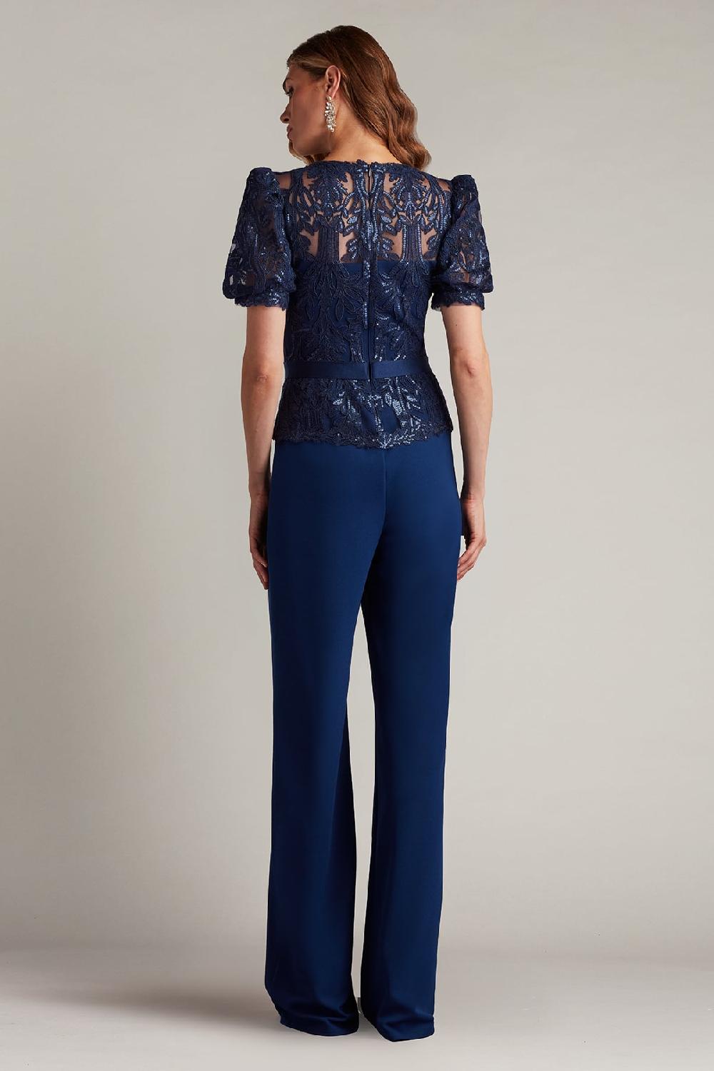 Tadashi Shoji Ziya Embellished Puff Sleeve Jumpsuit
