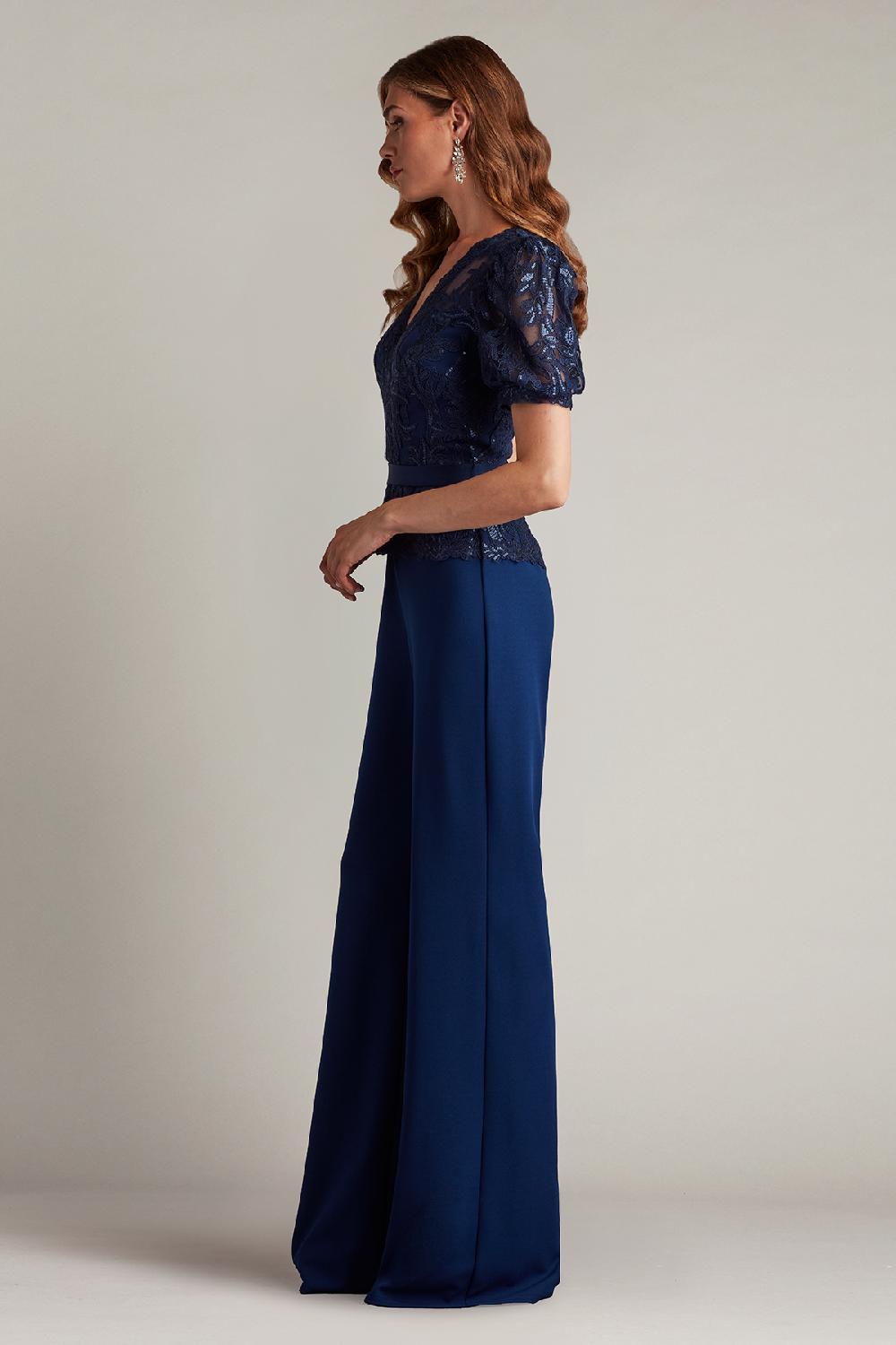 Tadashi Shoji Ziya Embellished Puff Sleeve Jumpsuit