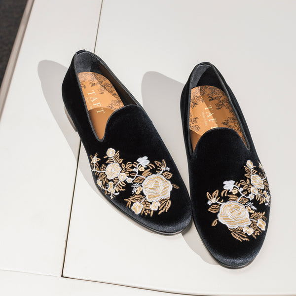 Taft The Estate Slipper In Black Velvet