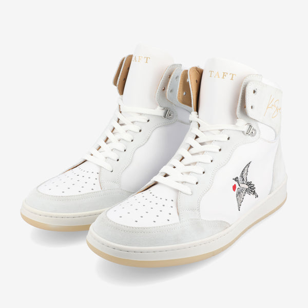 Taft The Rapido High-top Sneaker In White Crane