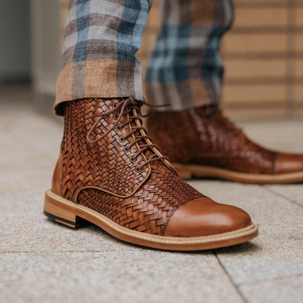 Taft The Rome Boot In Brown Woven