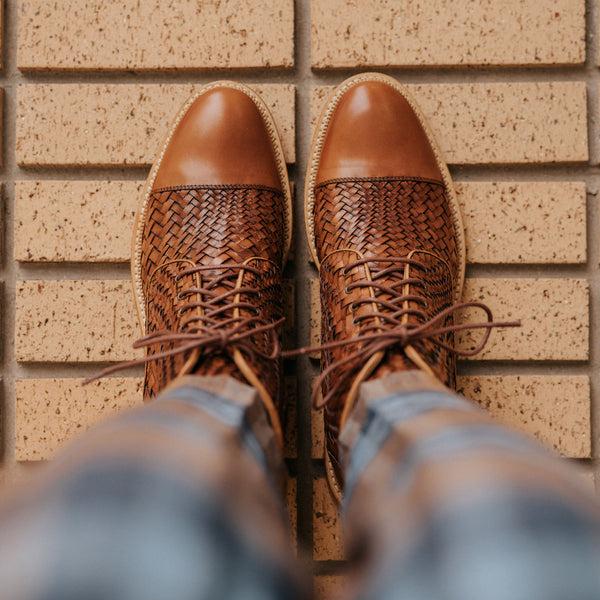 Taft The Rome Boot In Brown Woven