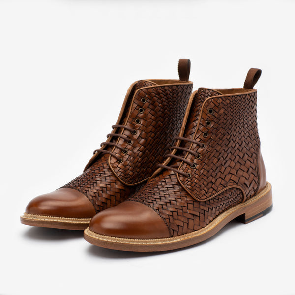 Taft The Rome Boot In Brown Woven