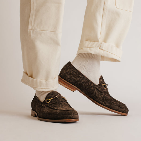taft The Russell In Chocolate Floral Suede
