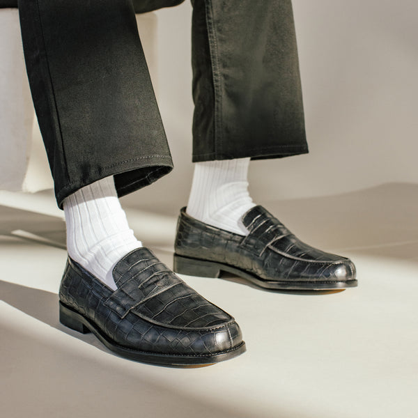Taft The Sterling Loafer In Black Croco