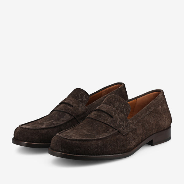 Taft The Sterling Loafer In Brown Floral Suede