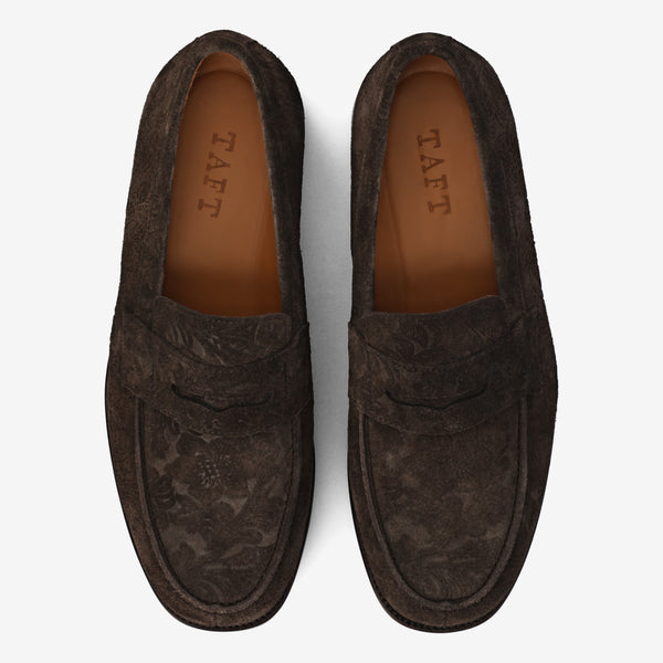 Taft The Sterling Loafer In Brown Floral Suede