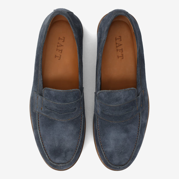 Taft The Sterling Loafer In Washed Blue Suede