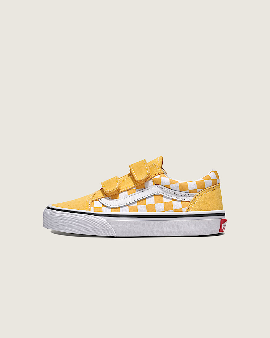 taka hayashi for vault by vans Big Kids Old Skool V Checkerboard Shoe Banana Cream Yellow White