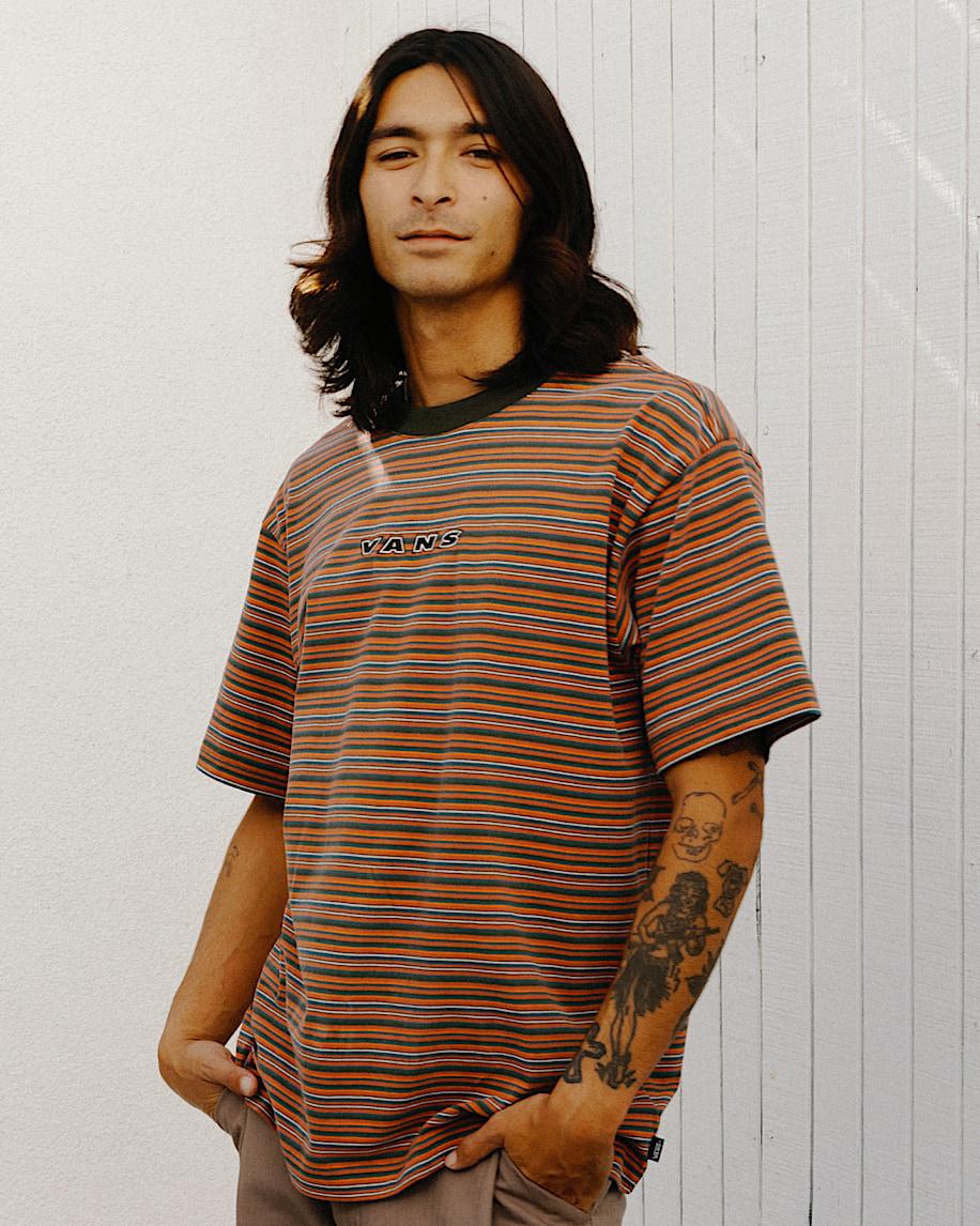 Taka Hayashi For Vault By Vans Cameron Stripe Knit Shirt Obsidian Fern-Light Bronze