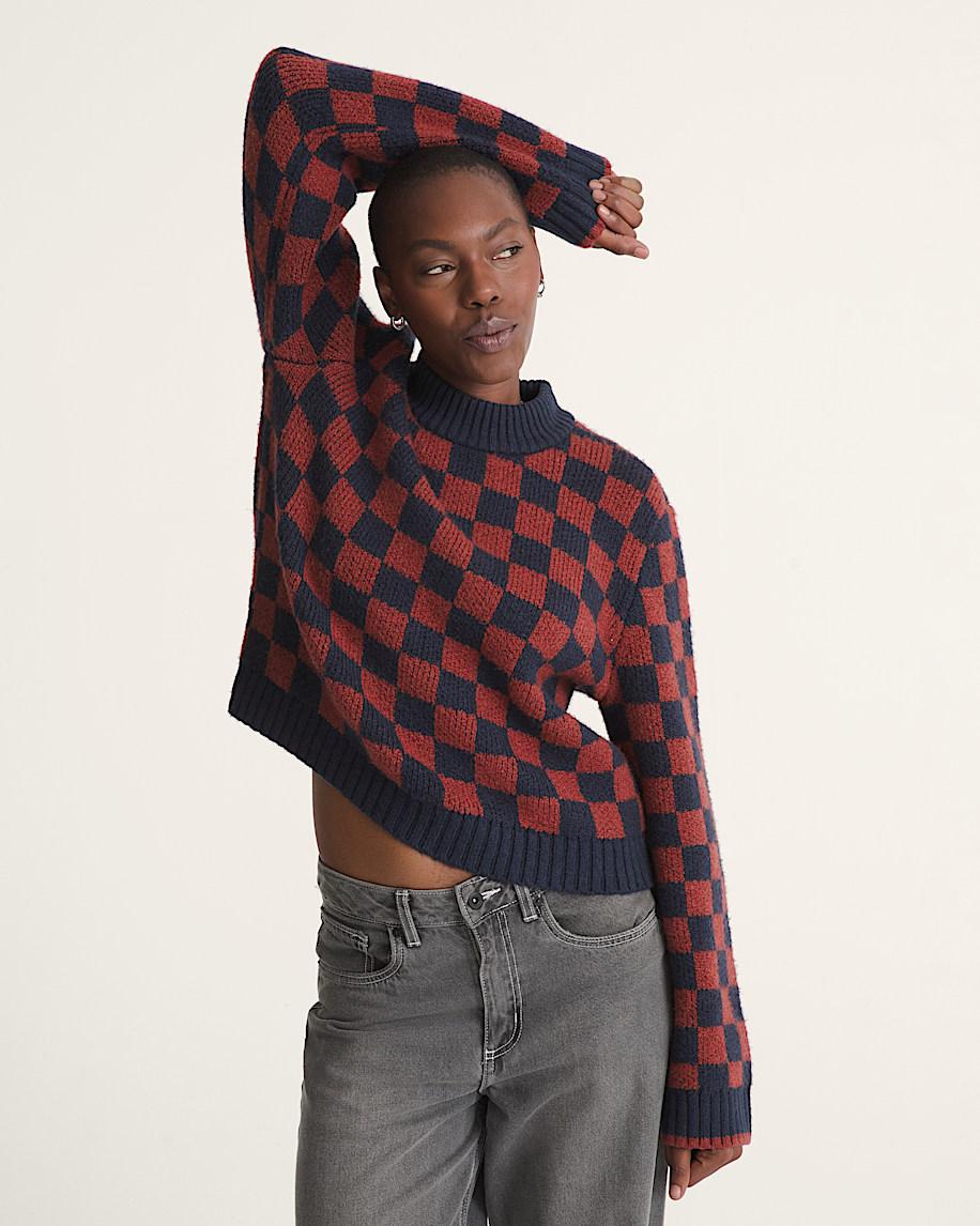 Taka Hayashi For Vault By Vans Cameron Sweater Checkerboard Blue Red