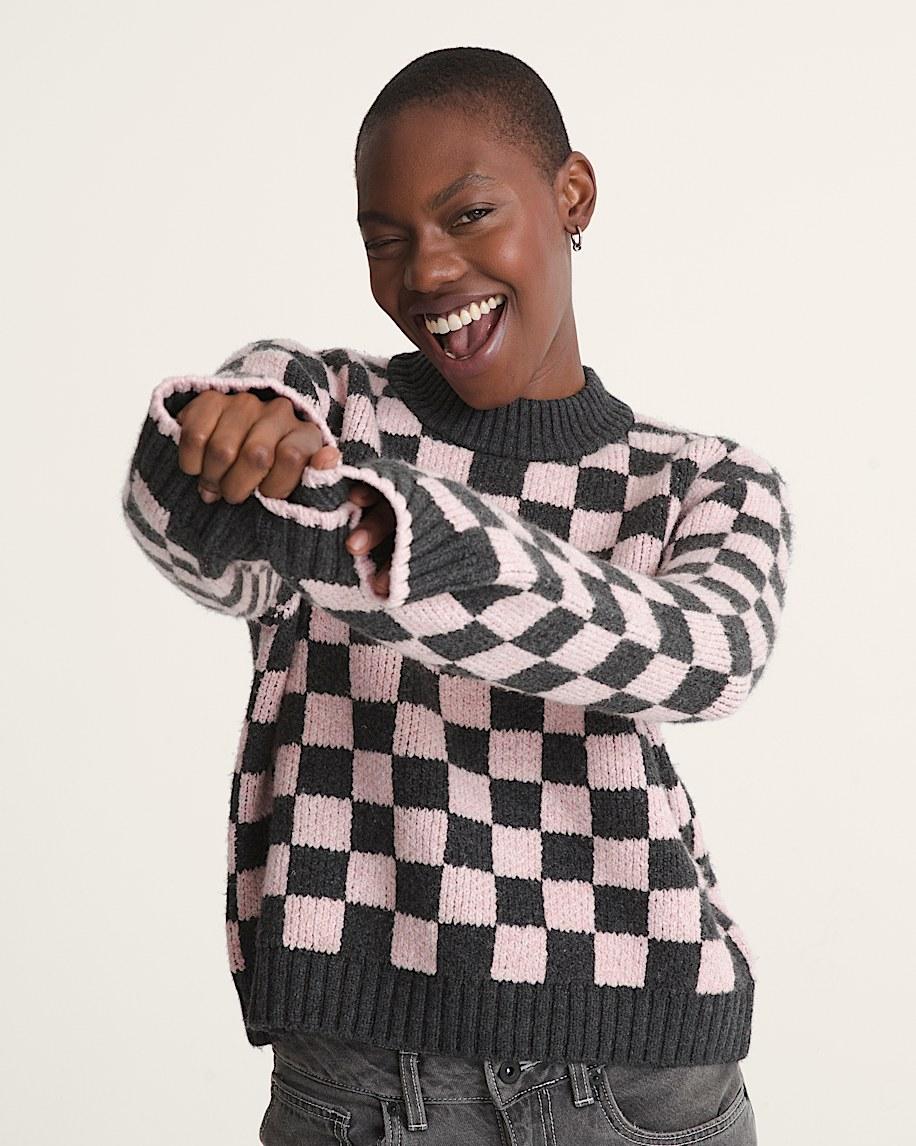 Taka Hayashi For Vault By Vans Cameron Sweater Checkerboard Grey Pink