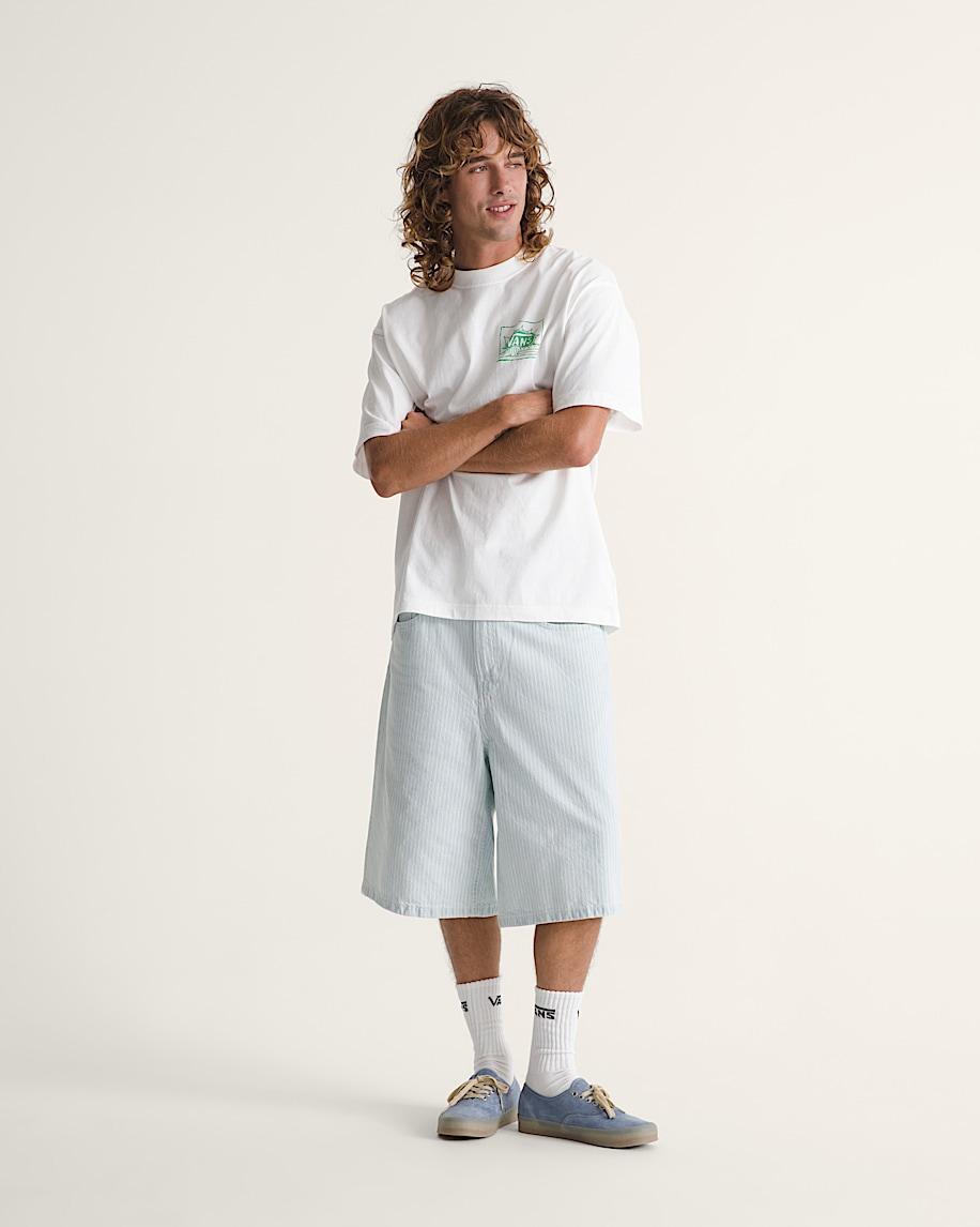 Taka Hayashi For Vault By Vans Check-5 Baggy Denim Shorts Ice Stripe Blue