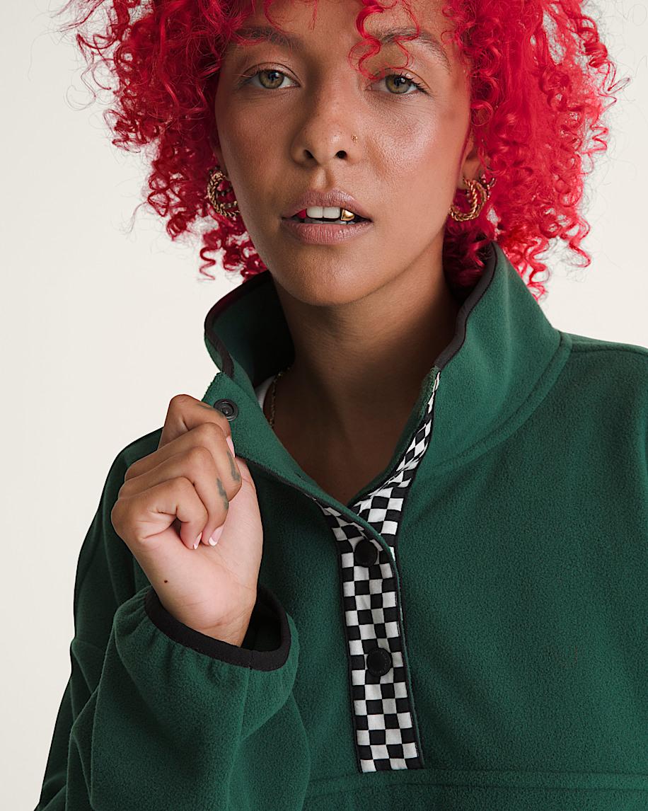 Taka Hayashi For Vault By Vans Check Mark Polar Sweatshirt Emerald Green