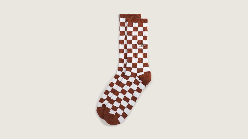 taka hayashi for vault by vans Checkerboard Crew Socks Rust Bronze Brown