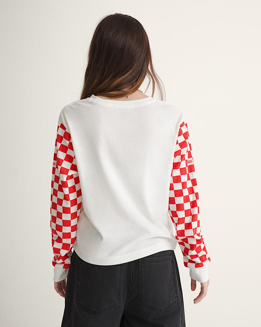 Taka Hayashi For Vault By Vans Checkerboard Long Sleeve Shirt Marshmallow White Red