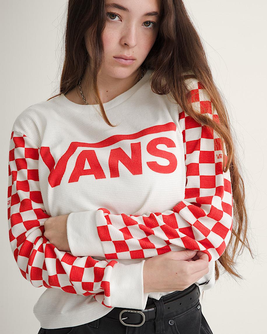 Taka Hayashi For Vault By Vans Checkerboard Long Sleeve Shirt Marshmallow White Red