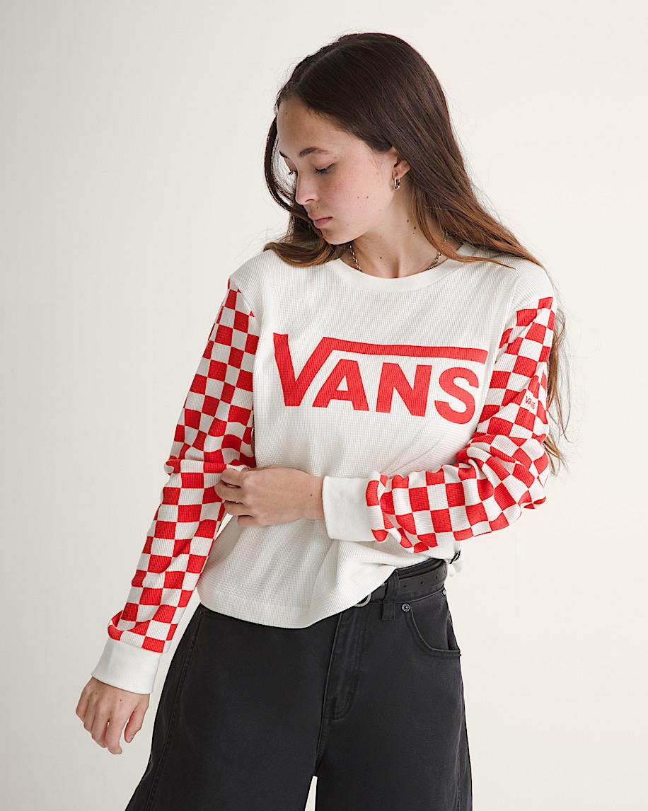 taka hayashi for vault by vans Checkerboard Long Sleeve Shirt Marshmallow White Red
