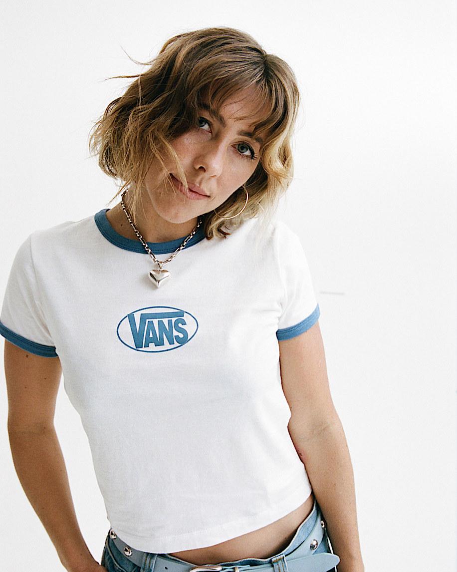 taka hayashi for vault by vans Circle V Ringer T-Shirt Egret White