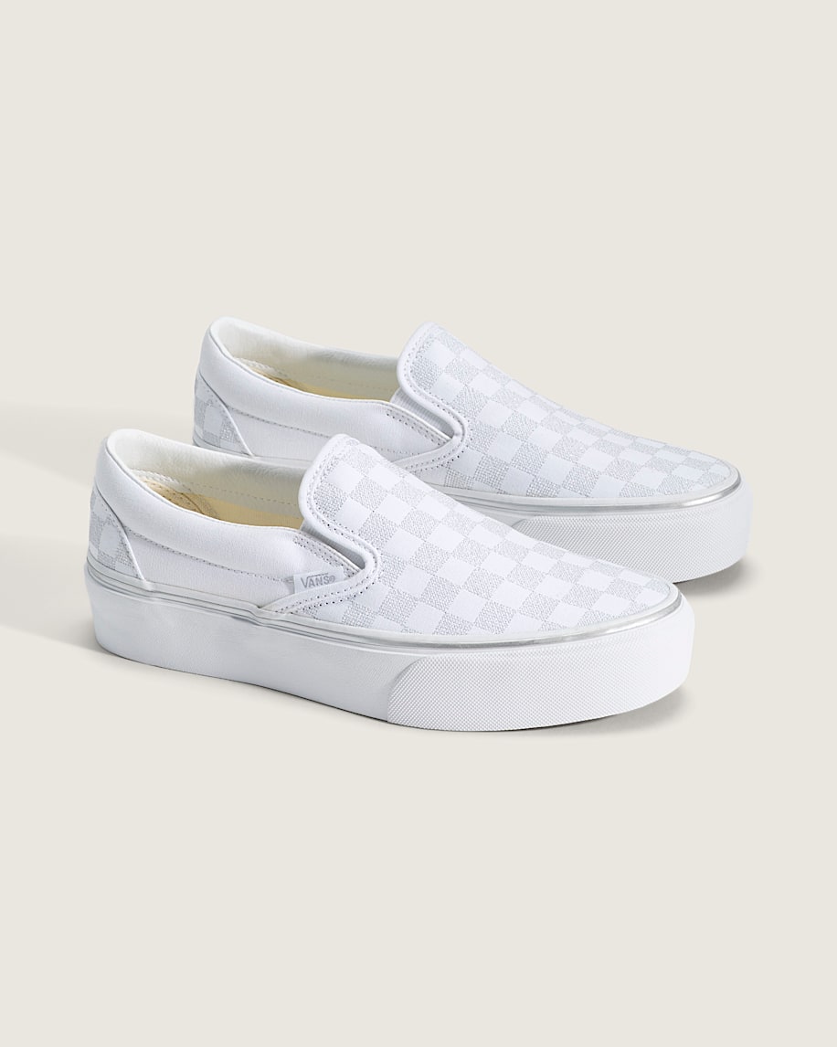Taka Hayashi For Vault By Vans Classic Slip-On Platform Checkerboard Shoe Checkerboard Silver Grey