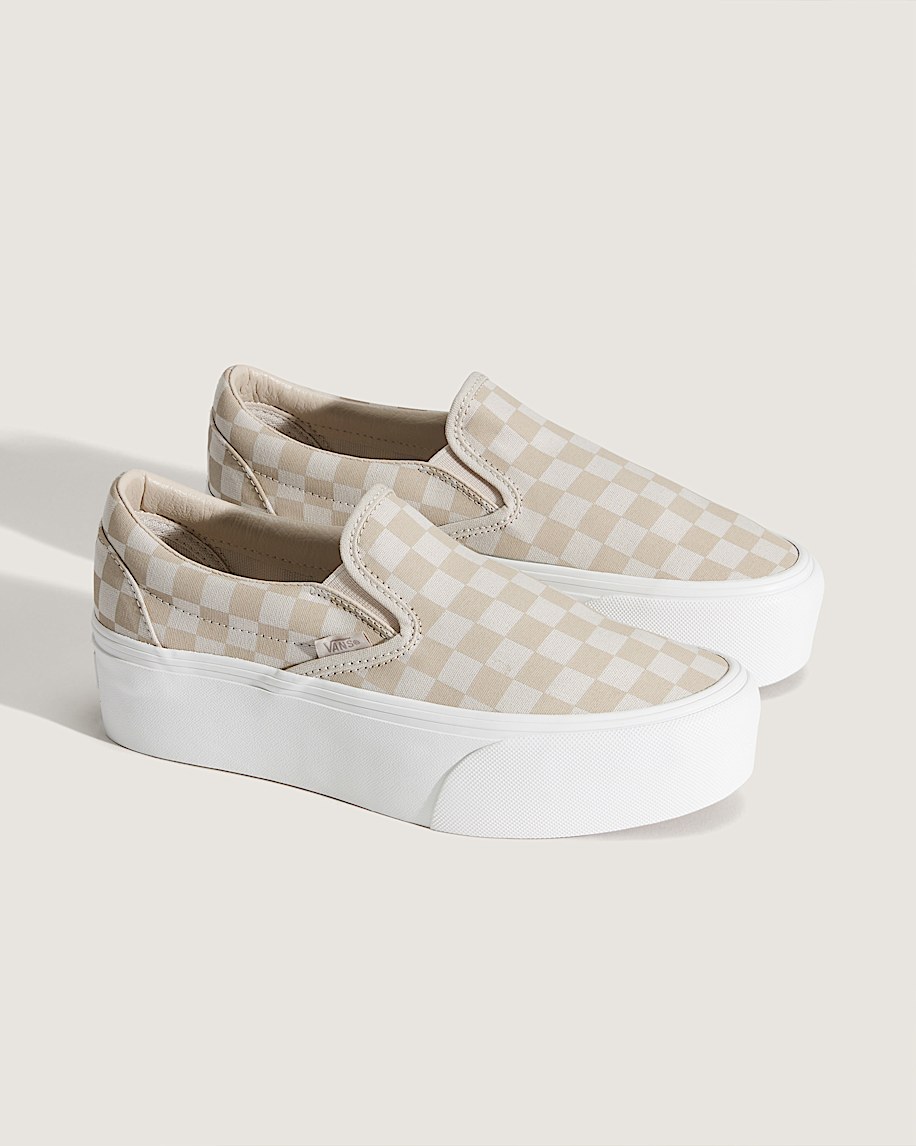 Taka Hayashi For Vault By Vans Classic Slip-On Platform Checkerboard Shoe Checkerboard Mushroom Brown Marshmallow White