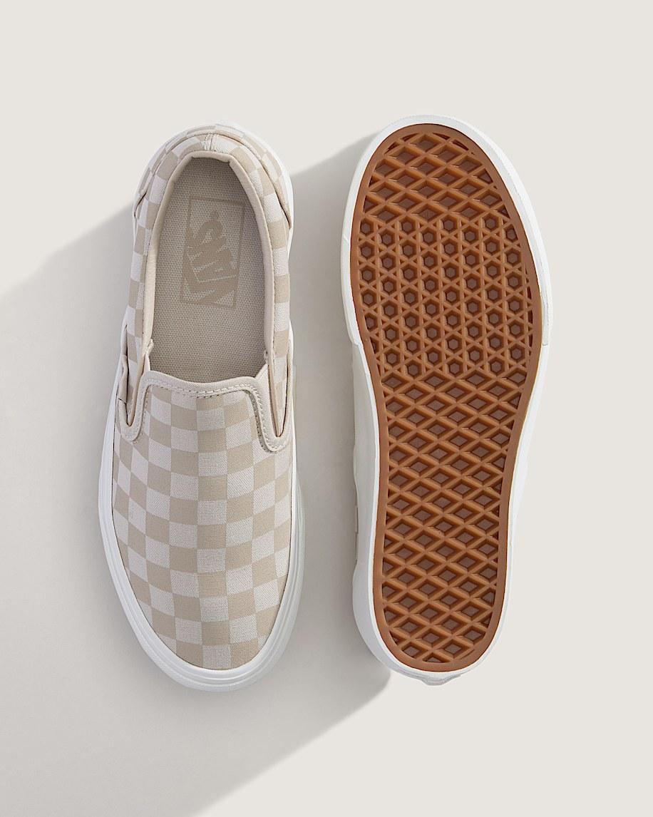 Taka Hayashi For Vault By Vans Classic Slip-On Platform Checkerboard Shoe Checkerboard Mushroom Brown Marshmallow White