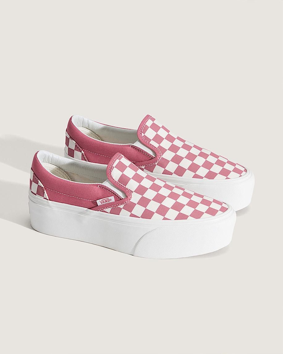 Taka Hayashi For Vault By Vans Classic Slip-On Platform Checkerboard Shoe Mauvewood Pink White