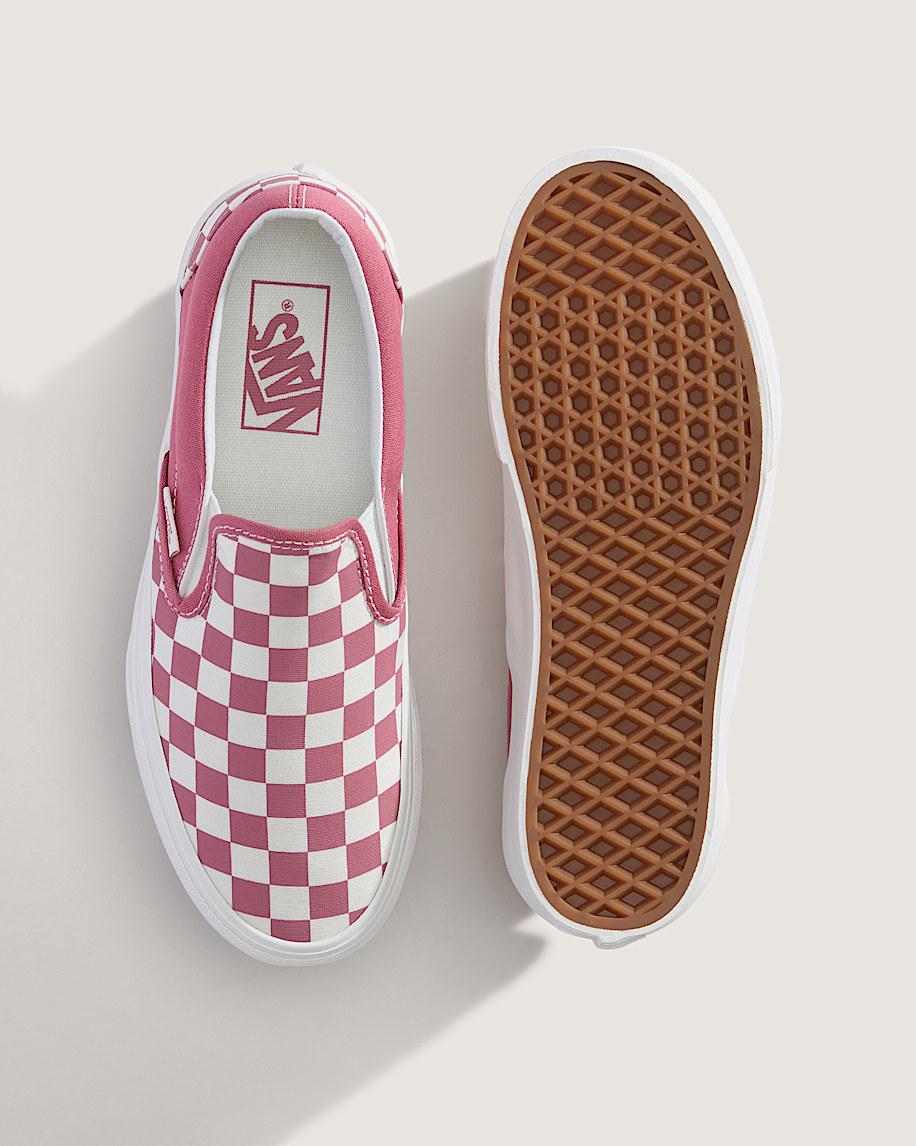 Taka Hayashi For Vault By Vans Classic Slip-On Platform Checkerboard Shoe Mauvewood Pink White