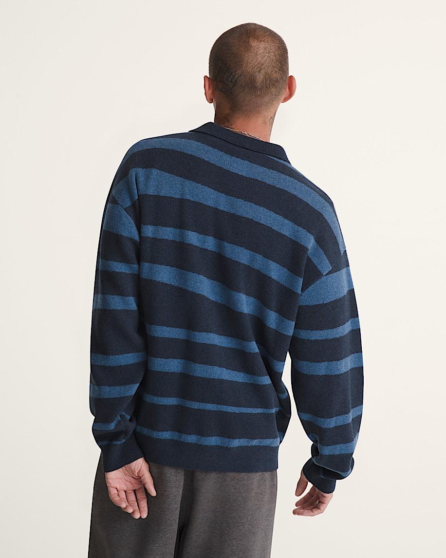 Taka Hayashi For Vault By Vans Davis Stripe Polo Sweater Parisian Night Blue