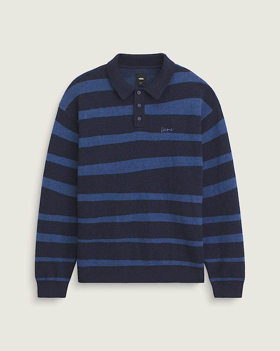 taka hayashi for vault by vans Davis Stripe Polo Sweater Parisian Night Blue