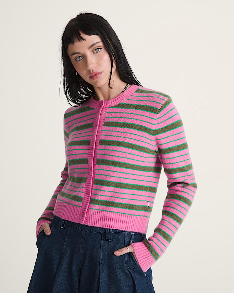 Taka Hayashi For Vault By Vans Dolly Stripe Cardigan Sweater Fizz Pink