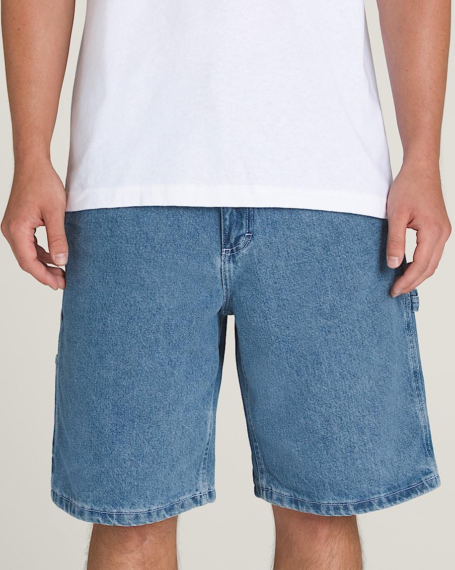 Taka Hayashi For Vault By Vans Drill Chore Loose Denim Shorts Stone Wash Blue