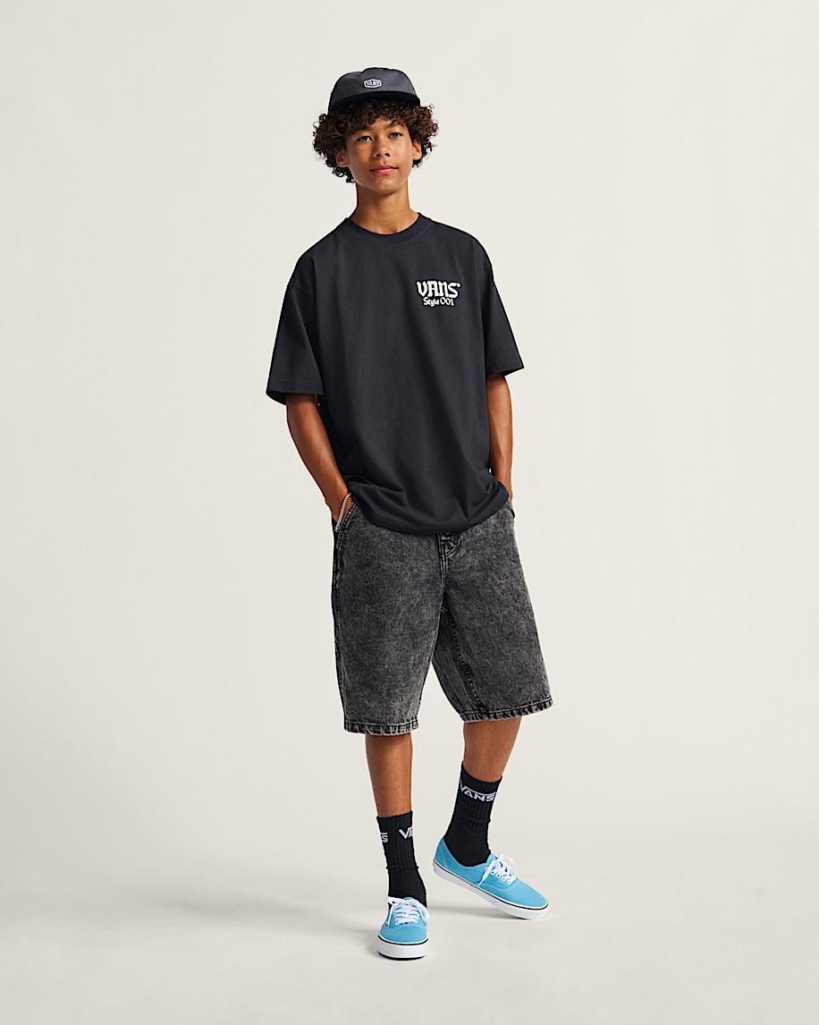 Taka Hayashi For Vault By Vans Drill Chore Loose Denim Shorts Stonewash Black