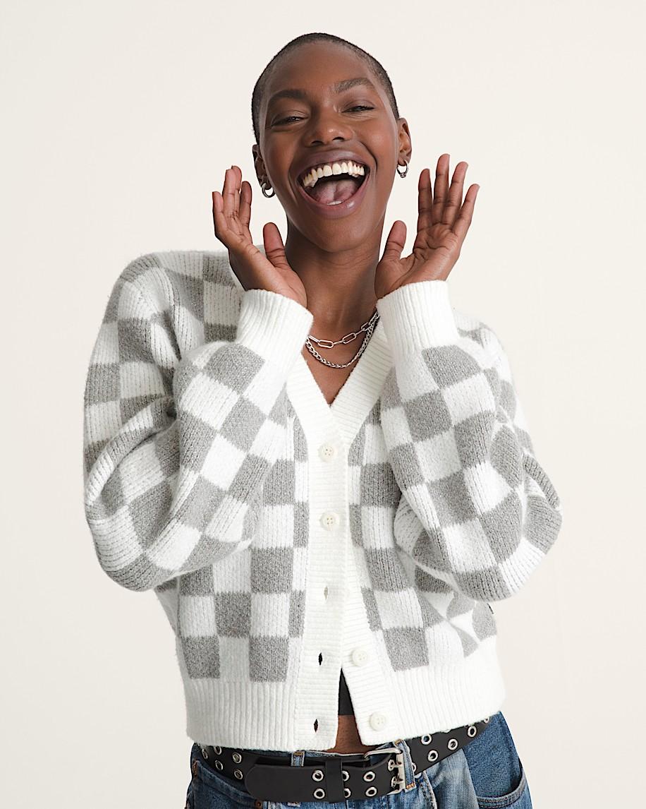 taka hayashi for vault by vans Evelyn Cardigan Sweater Checkerboard White