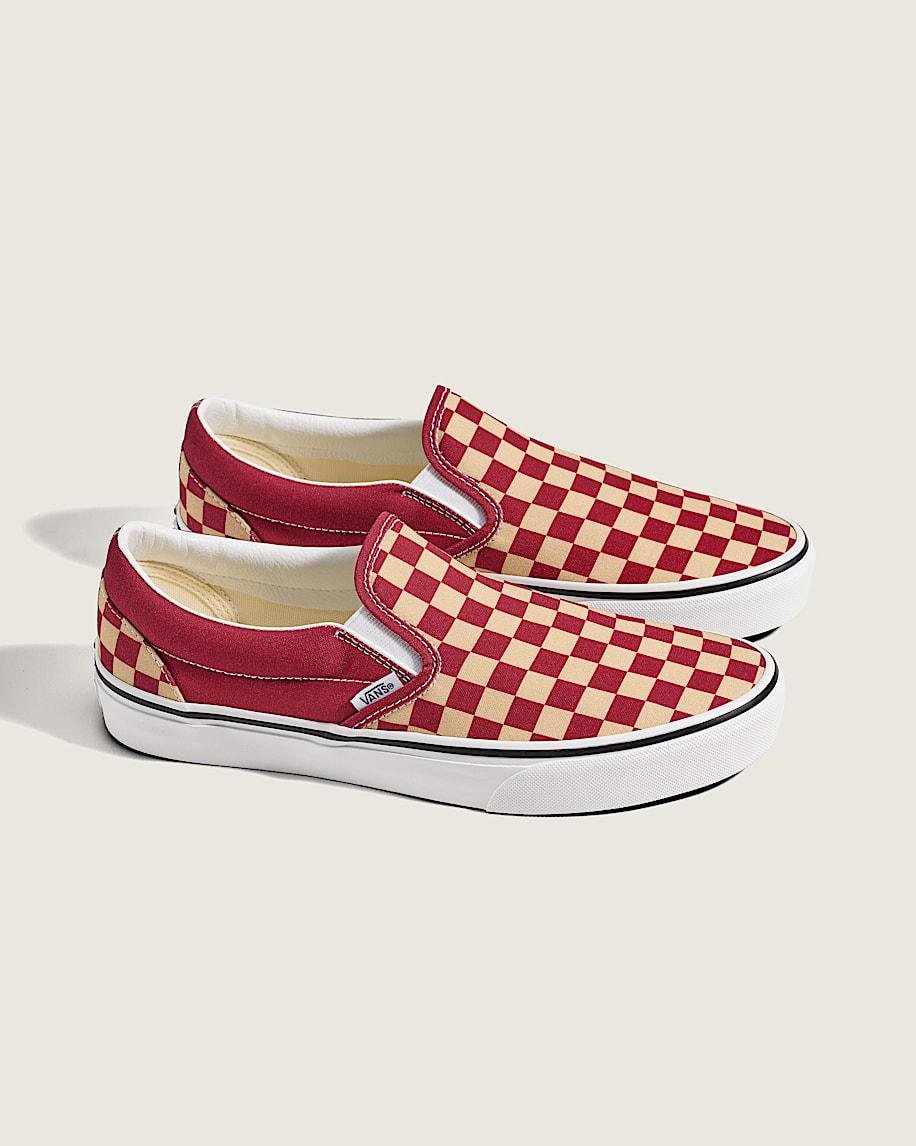Taka Hayashi For Vault By Vans Game Day Classic Slip-On Checkerboard Shoe Checkerboard Burgundy Red Gold