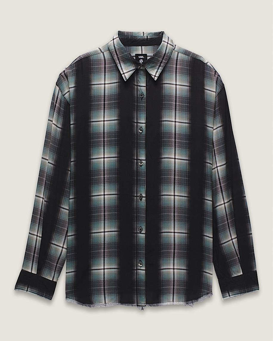 taka hayashi for vault by vans Gillian Plaid Button Up Shirt Black Grey Blue