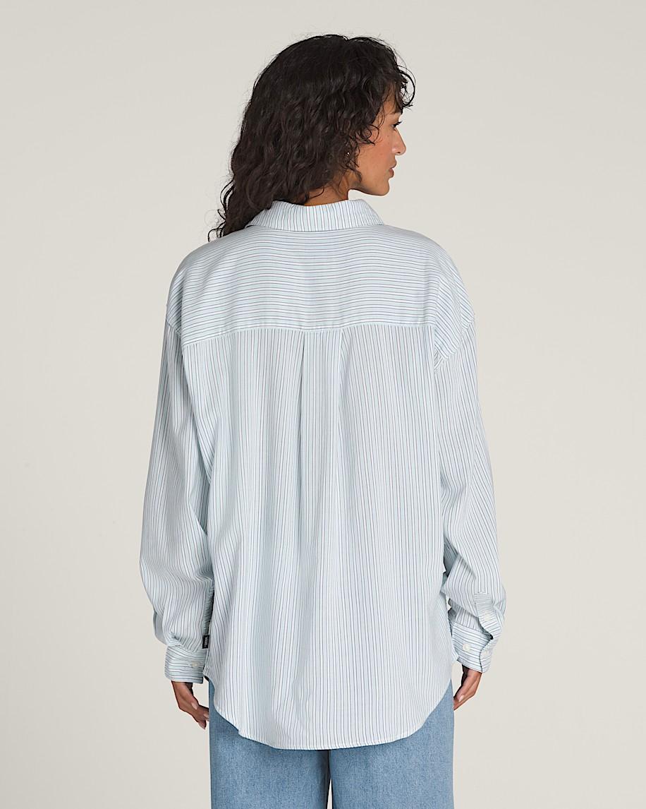 Taka Hayashi For Vault By Vans Gillian Striped Button Up Shirt White Crystal Blue