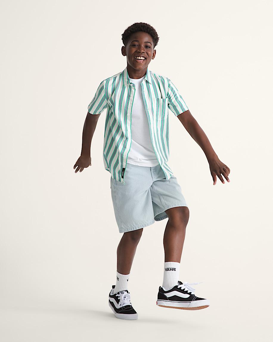 Taka Hayashi For Vault By Vans Kids Check-5 Baggy Denim Shorts Ice Blue