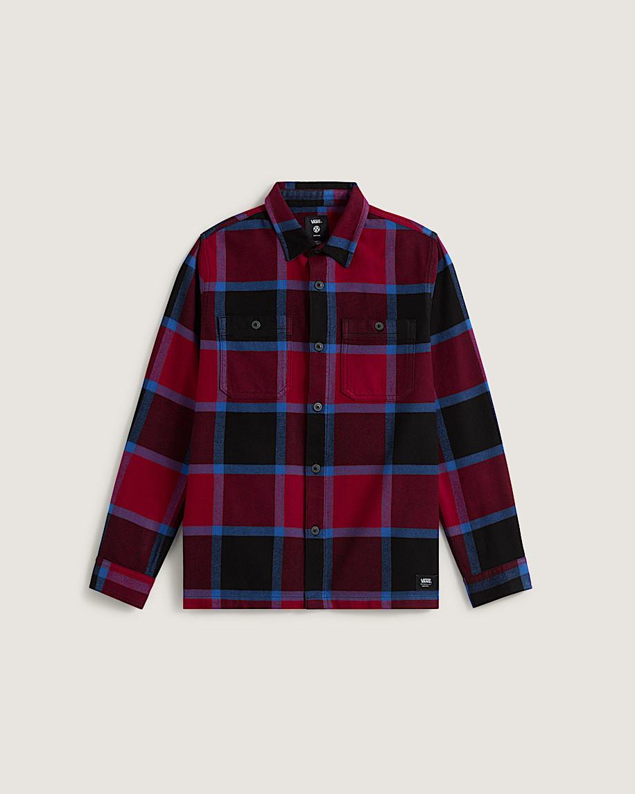 taka hayashi for vault by vans Kids Larkspur Plaid Flannel Shirt Bordeaux Red Black