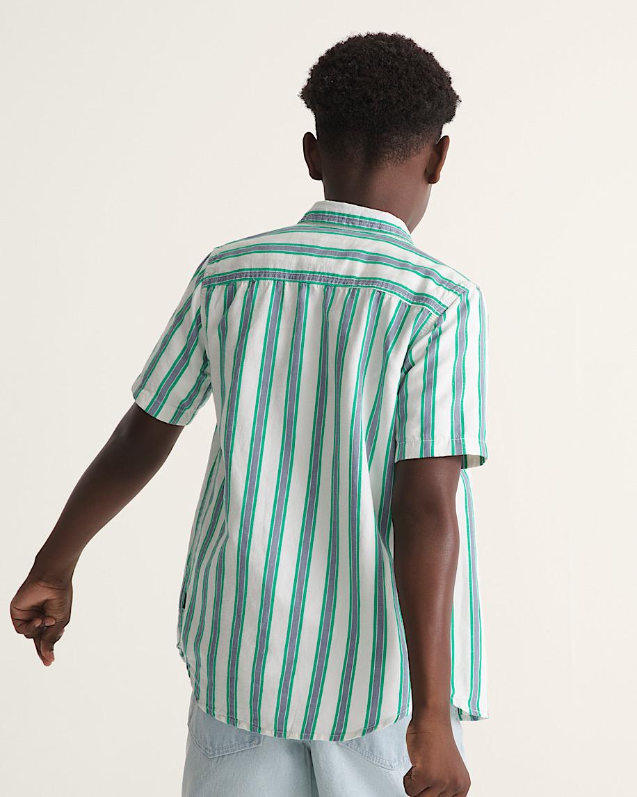 Taka Hayashi For Vault By Vans Kids Lawson Stripe Shirt White Vivid Verdant Green