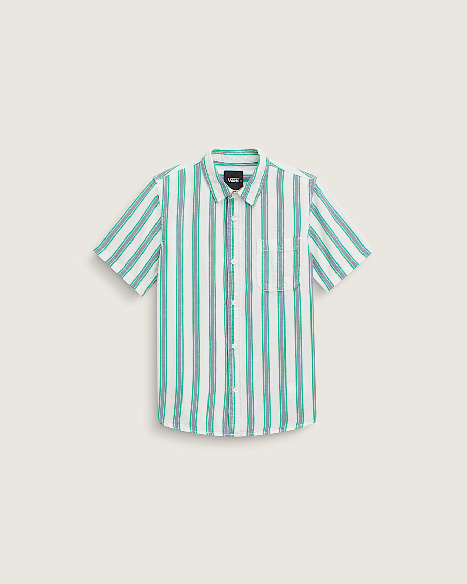 taka hayashi for vault by vans Kids Lawson Stripe Shirt White Vivid Verdant Green