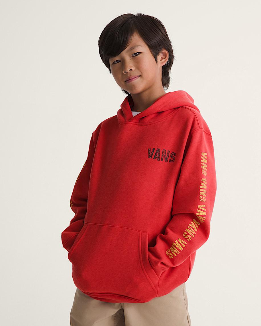 Taka Hayashi For Vault By Vans Kids Racing Flames Pullover Hoodie Crimson Haze Red