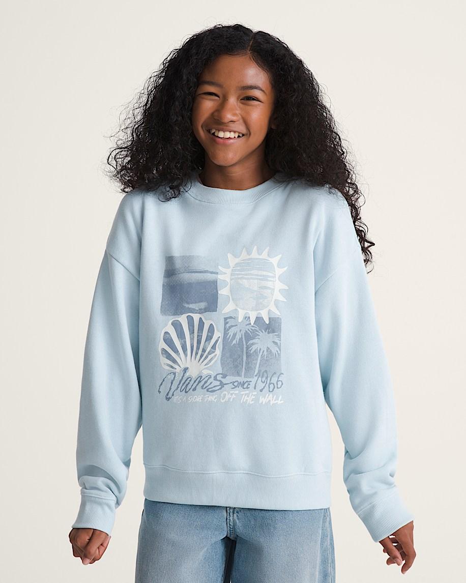 Taka Hayashi For Vault By Vans Kids Shore Thing Os Crew Sweatshirt Dawn Mist Blue