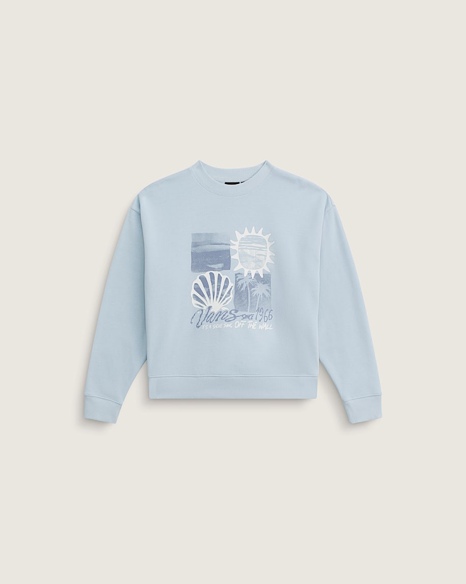 taka hayashi for vault by vans Kids Shore Thing Os Crew Sweatshirt Dawn Mist Blue