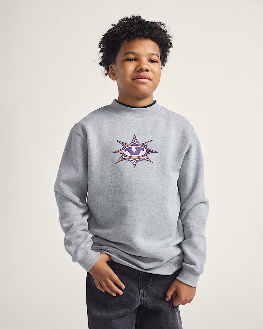 Taka Hayashi For Vault By Vans Kids Star Checker Crew Sweatshirt Cement Heather Grey